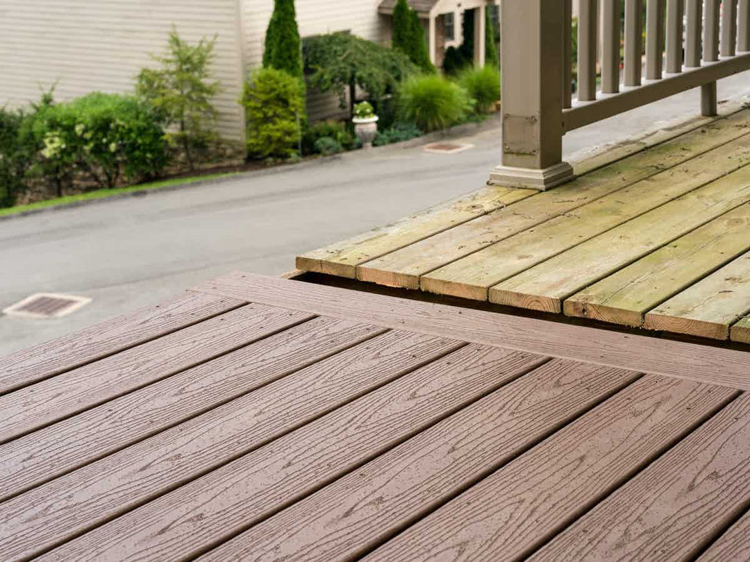Contrasting natural wood with composite decking